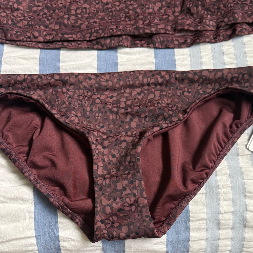 Athleta Burgundy and Black Patterned Tankini - Picture 3 of 7